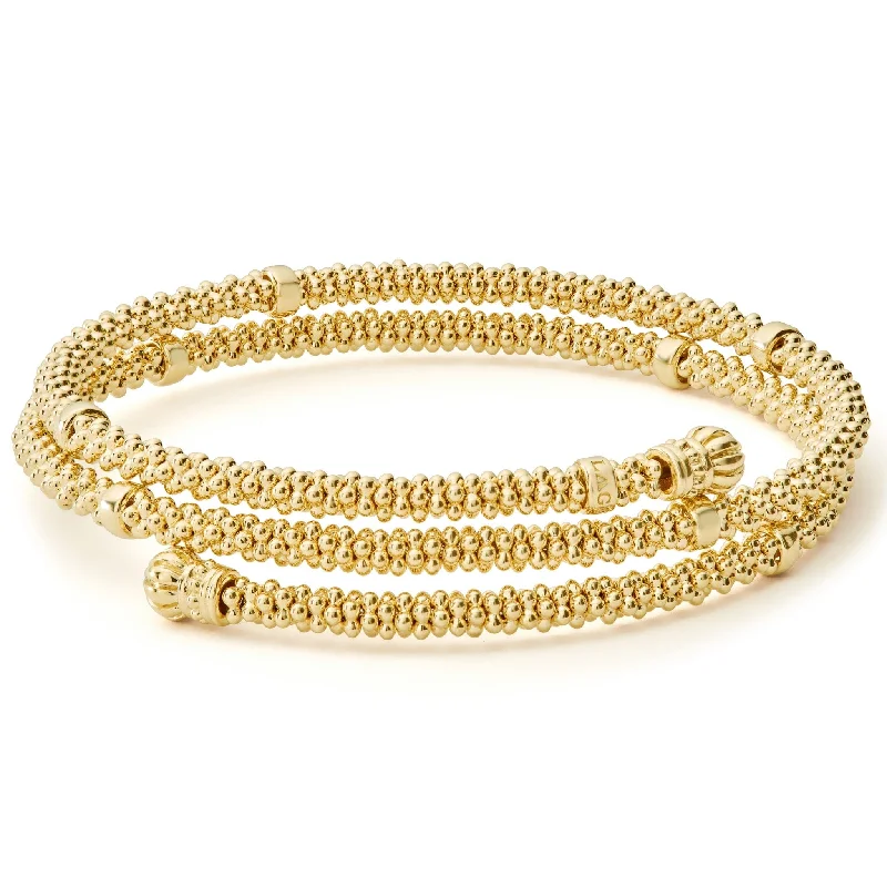 ladies sparkling charm bracelets-Caviar Gold 18K Gold Wrap Bracelet