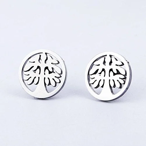 ladies classic stud earrings-Sexy Sparkles Tree stainless steel stud earrings for women girls