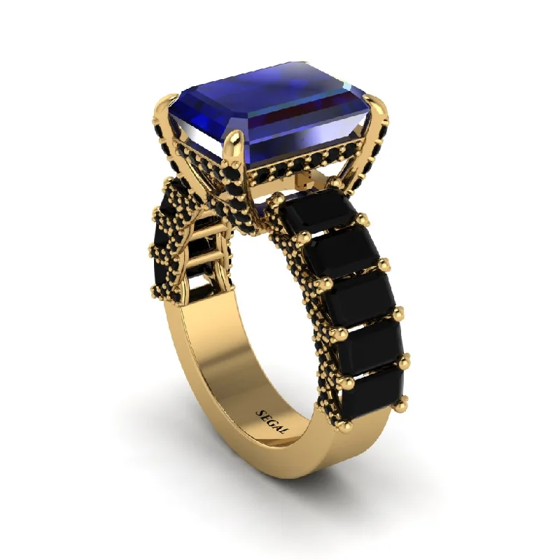 affordable ladies engagement rings-Luxury Emerald Cut Sapphire Engagement Ring - Nadia No. 43