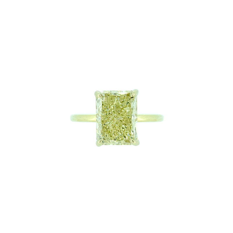 ladies unique gemstone rings-18 Karat Yellow Gold Ring with GIA Fancy Yellow Diamond Radiant