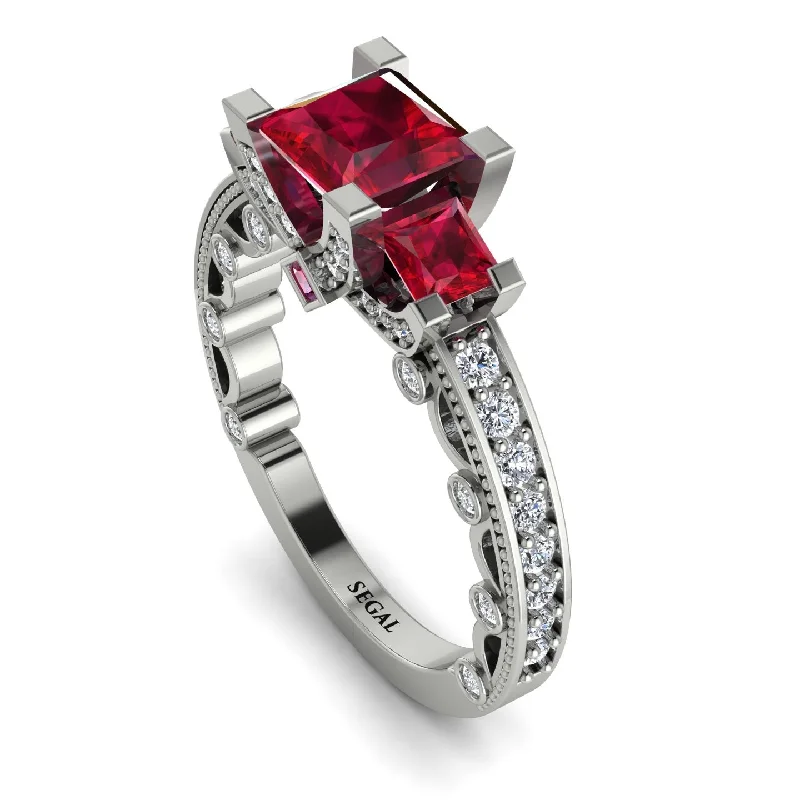 diamond and sapphire ladies engagement rings-Modern Geometric Ruby Gold Engagement Ring - Beverly No. 12