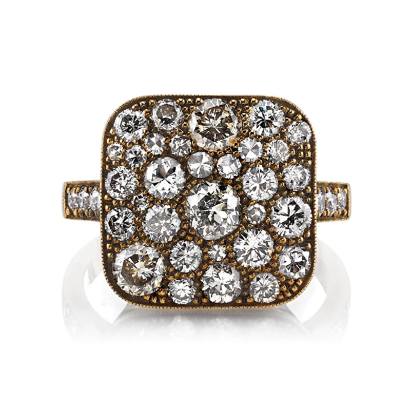 ladies cubic zirconia rings-SMALL SQUARE COBBLESTONE RING