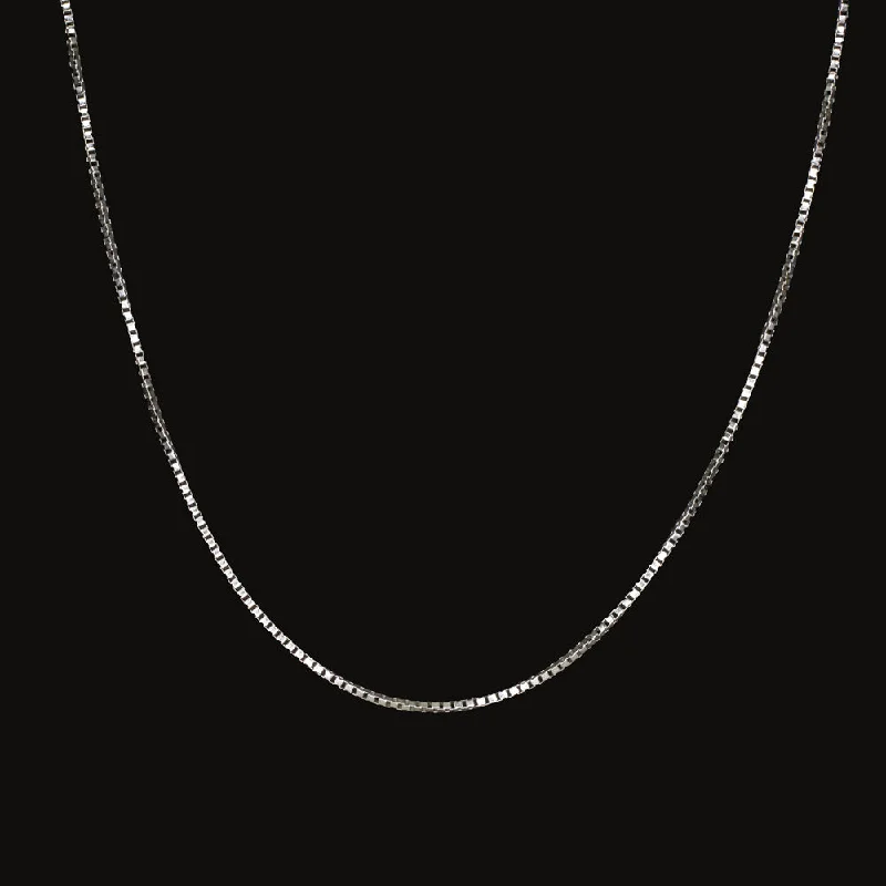 ladies animal motif necklaces-SOLID 14k WHITE GOLD BOX CHAIN NECKLACE 21 INCH DAINTY 0.7mm THIN CLASSIC SLINKY