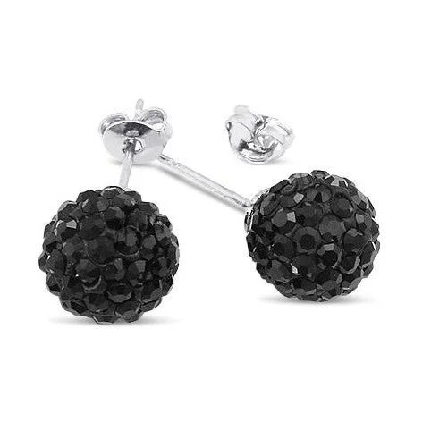 ladies designer drop earrings-Copy of Sterling Silver 6mm each 925 Black Crystal CZ 2 Carat Total Weight Stud Earrings.