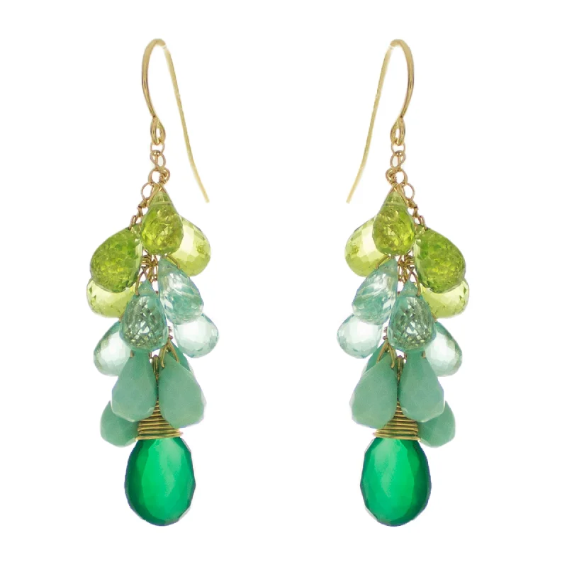 ladies silver earrings for women-Jungle Green Drop Earrings