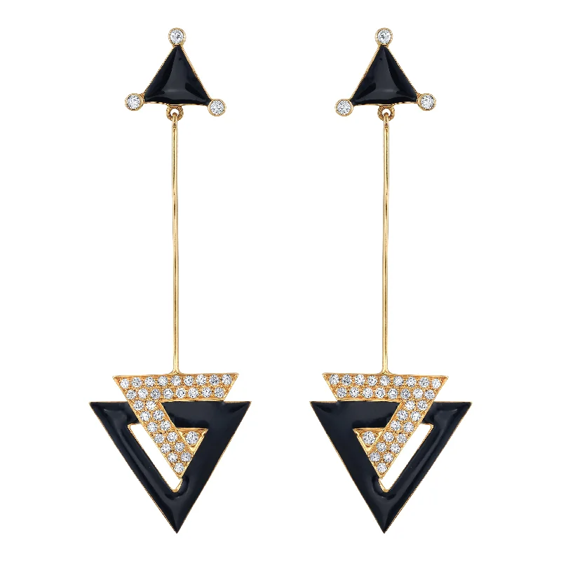 ladies silver gemstone earrings-Jazzy Diamond Triangle Earrings