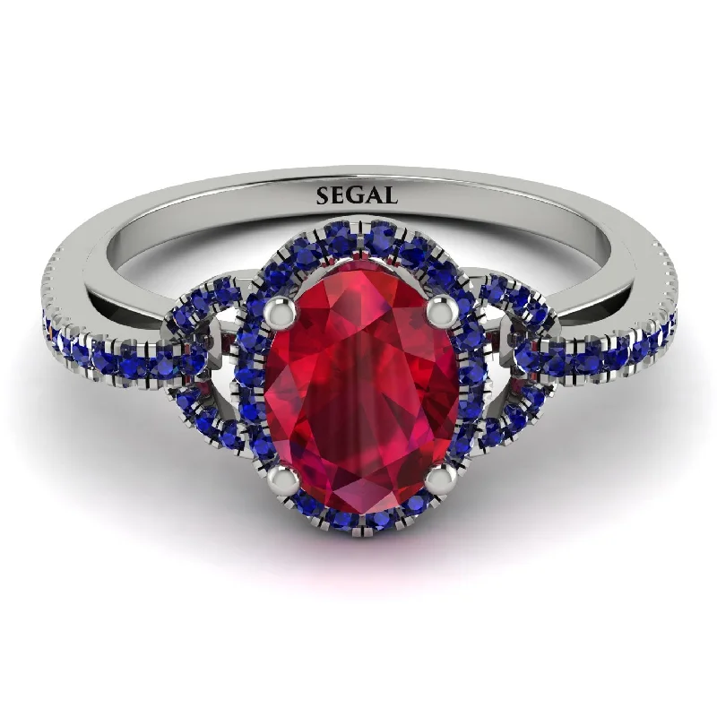 trendy ladies engagement rings with colored stones-Timeless Beauty Oval Ruby Engagement Ring - Judy No. 72