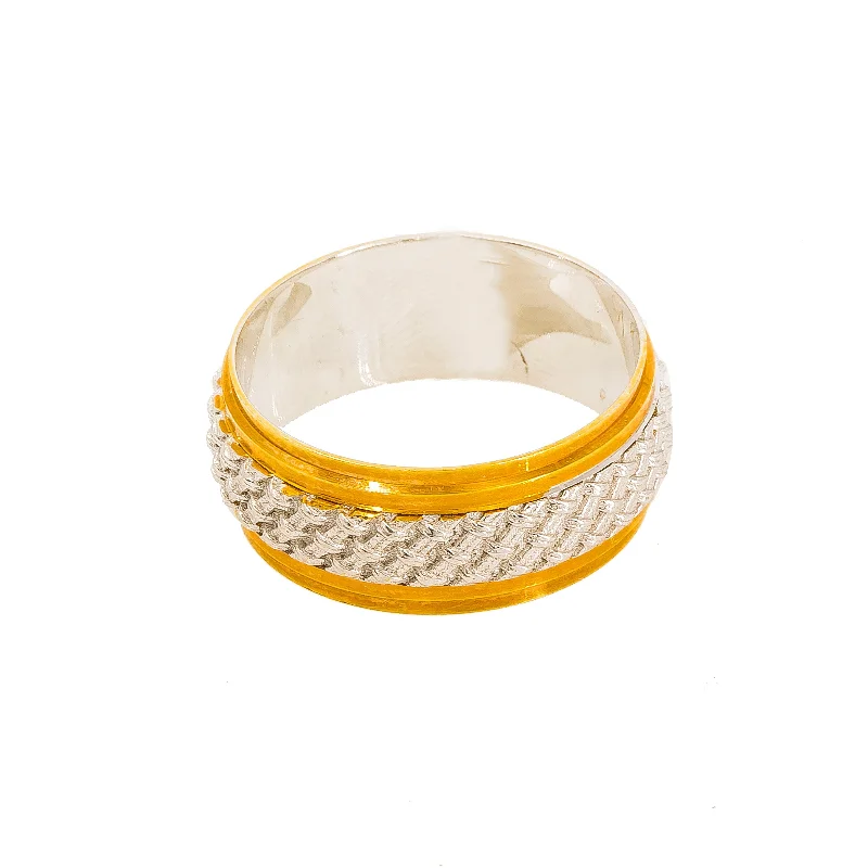 ladies moonstone rings-22K Multi Tone Gold Band Ring for Men W/ Basket Weave Detail