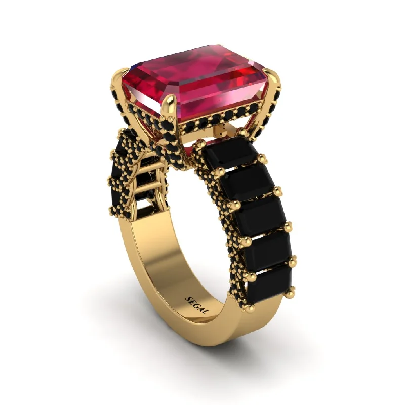 modern ladies engagement rings-Luxury Emerald Cut Ruby Engagement Ring - Nadia No. 40