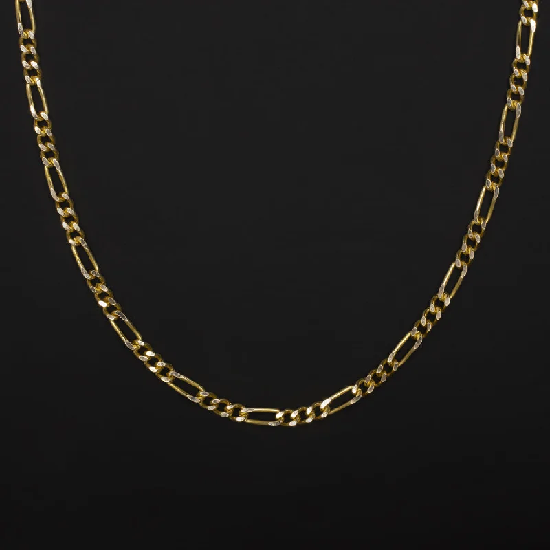 ladies diamond-studded necklaces-SOLID 18k YELLOW GOLD CHAIN FIGARO LINK NECKLACE 20 INCH CLASSIC MENS LADIES