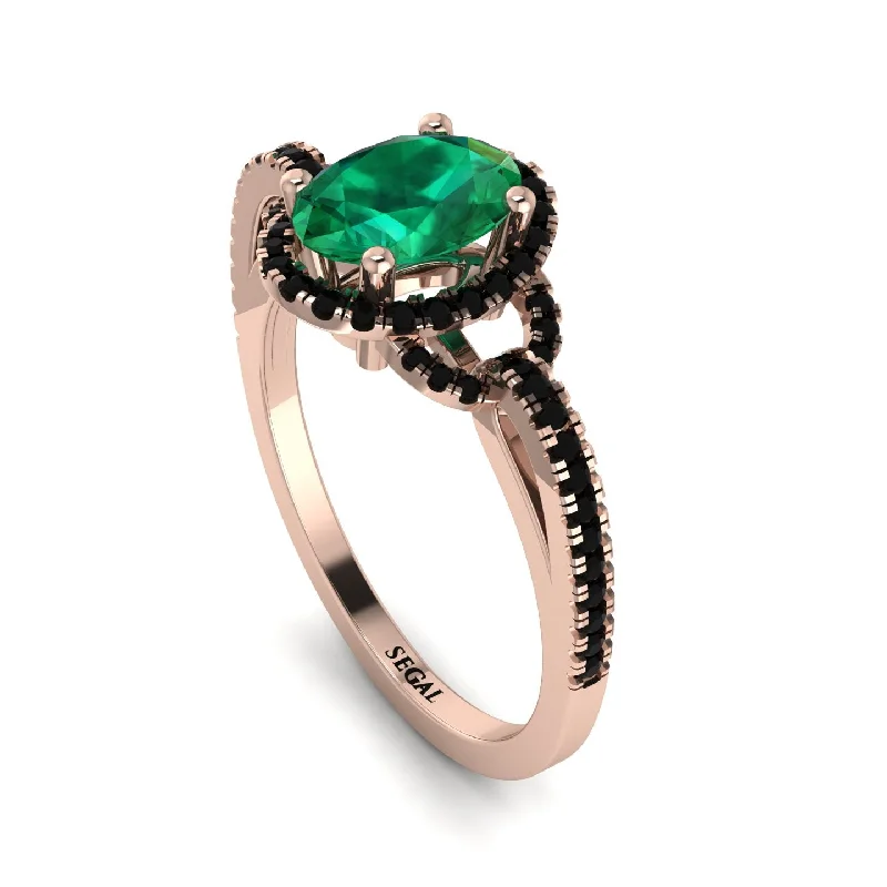 ladies engagement rings with colored stones-Timeless Beauty Oval Emerald Engagement Ring - Judy No. 35