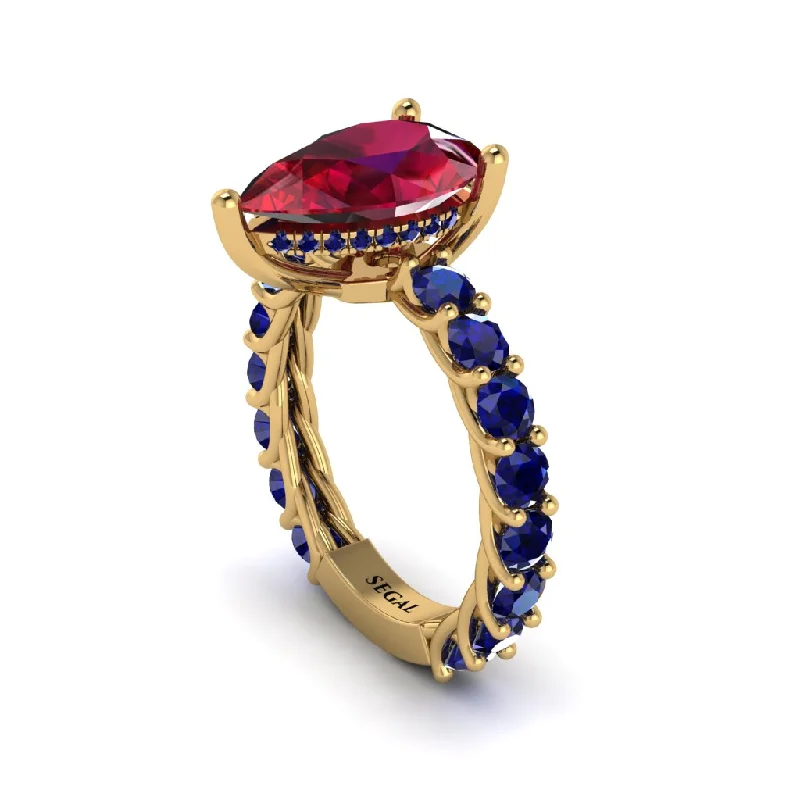 luxurious ladies engagement rings with diamonds-14K Gold Pear-Shaped Ruby Engagement Ring - Raquel No. 70