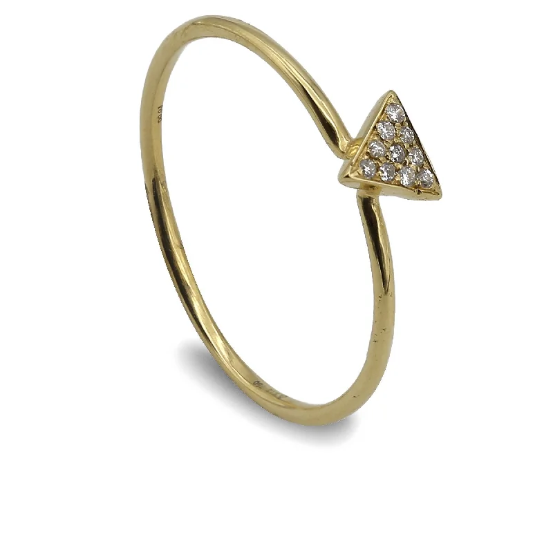 ladies ruby rings-Minimalist 0.03 CT Traingualar Shaped Diamond Ring in 18K Yellow Gold