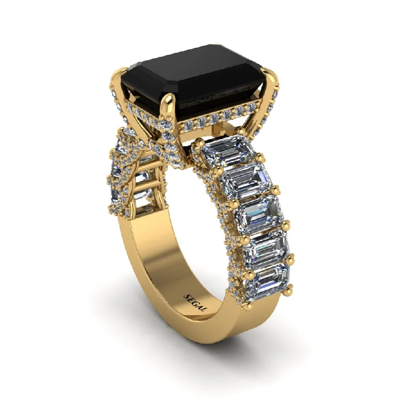 custom-designed ladies engagement rings-Luxury Emerald Cut Black Diamond Engagement Ring - Nadia No. 7