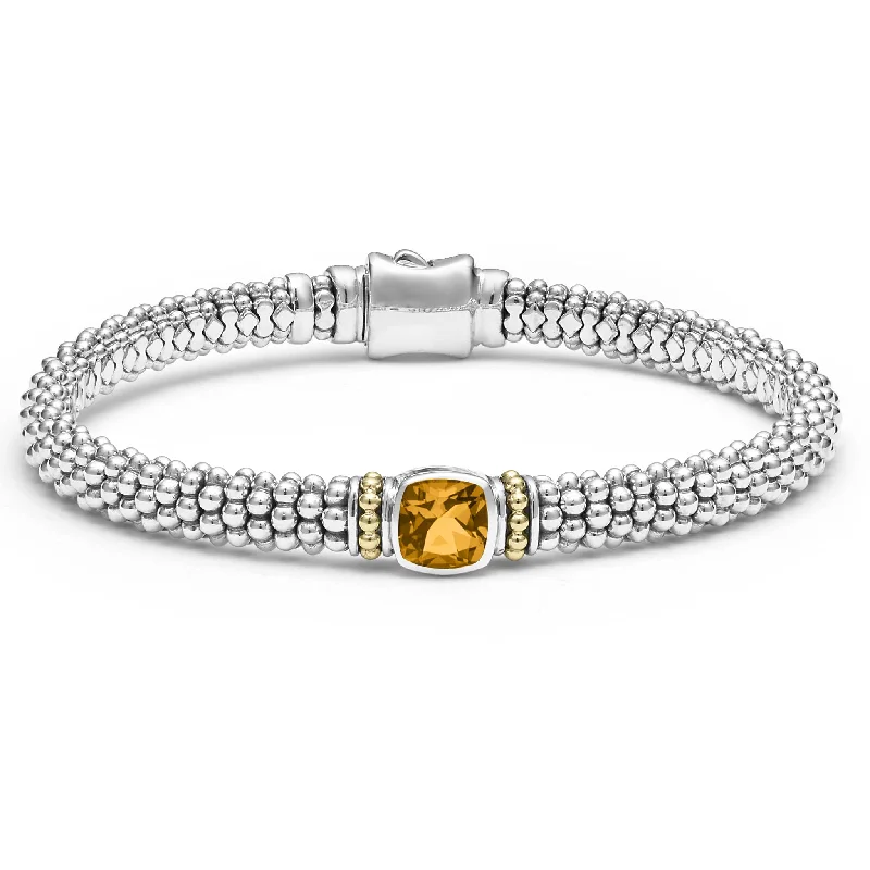 ladies statement bangles-Rittenhouse Citrine Caviar Bracelet | 6mm