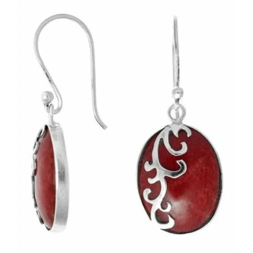 ladies seasonal earrings-Coral Scroll Earrings