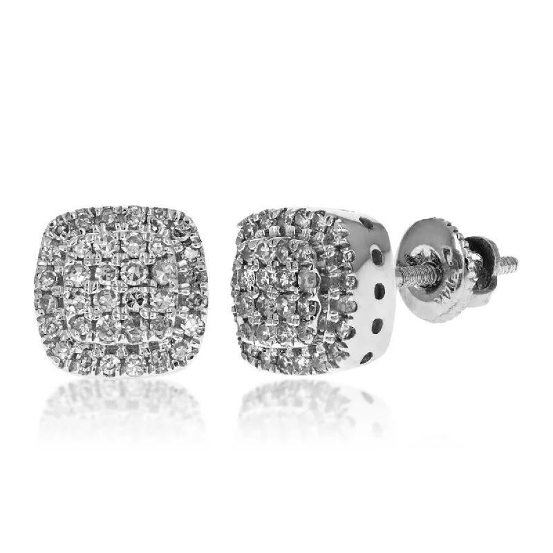 ladies gold stud earrings-Diamond Square Stud Earrings | 14K Gold