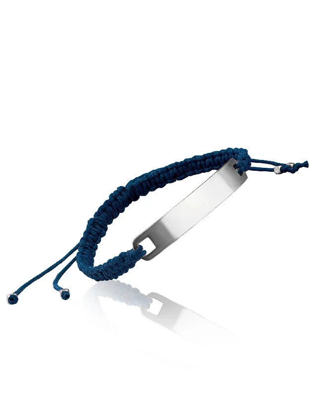 ladies bohemian bracelets-Blue Woven Bar Bracelet