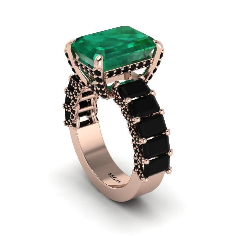 sterling silver ladies engagement rings-Luxury Emerald Cut Emerald Engagement Ring - Nadia No. 35