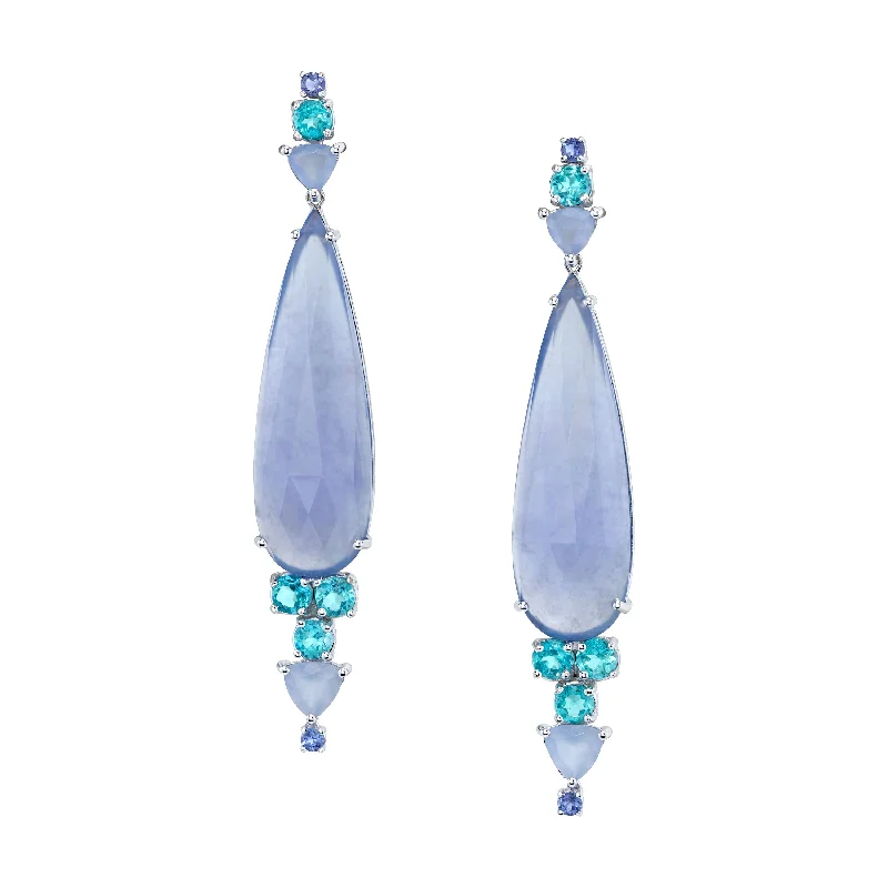 ladies opal earrings-Moonlit Blues Pear-Drop Earrings