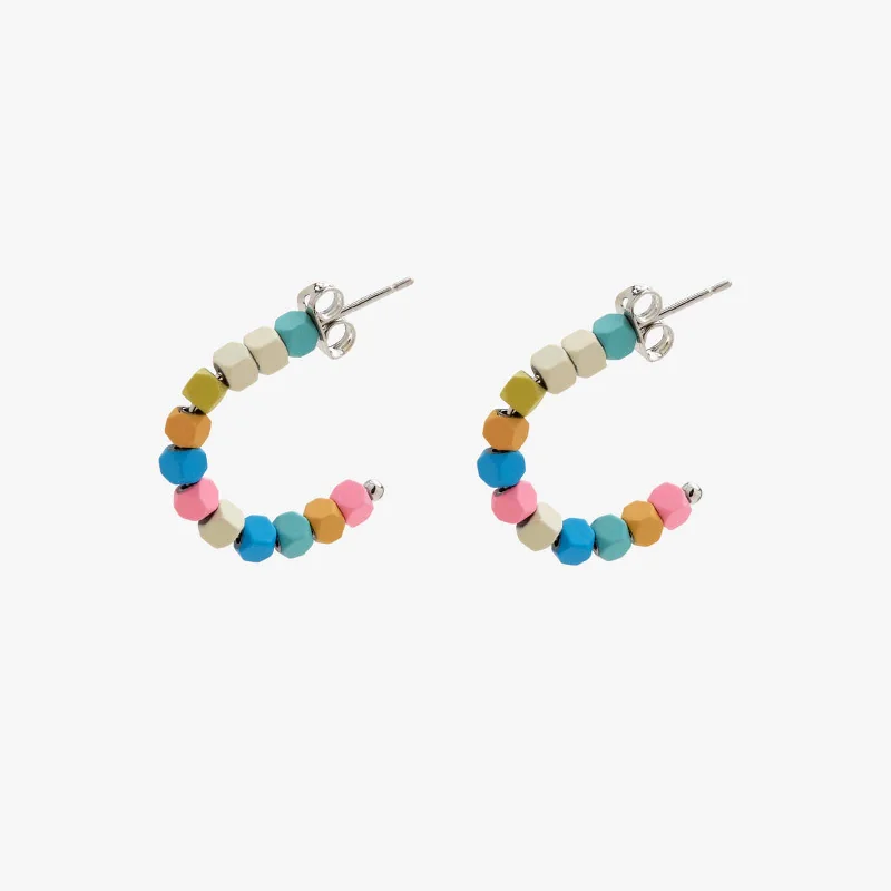 ladies trendy earrings-Bahama Bead Hoop Earrings