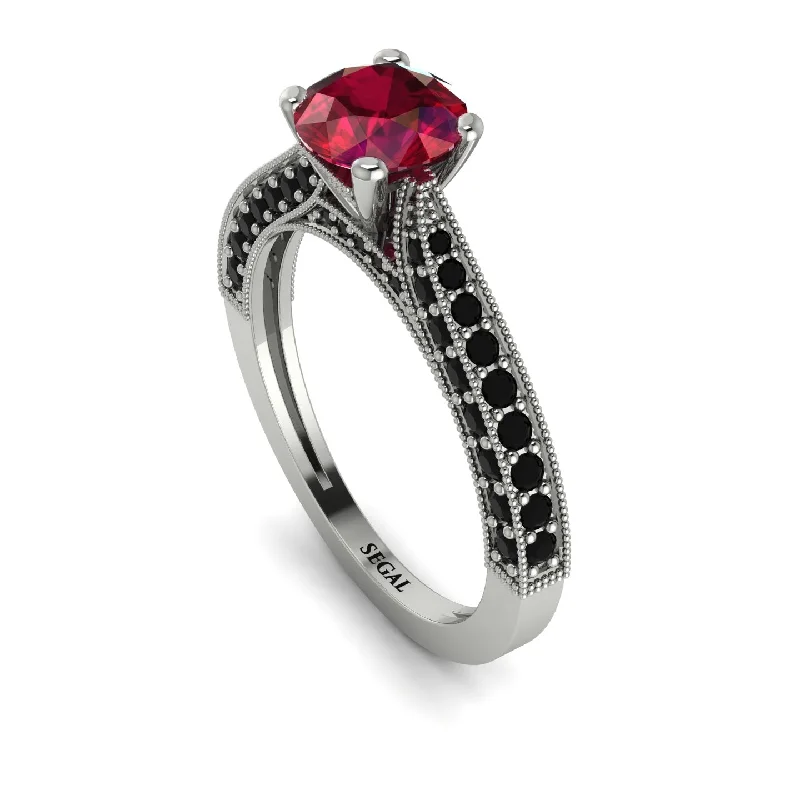 ladies engagement rings with diamonds-Classic Vintage Ruby Engagement Ring - Kathryn No. 42