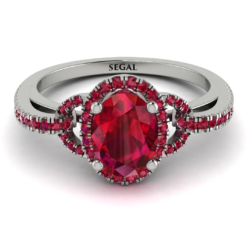 stackable diamond engagement rings for ladies-Timeless Beauty Oval Ruby Engagement Ring - Judy No. 57