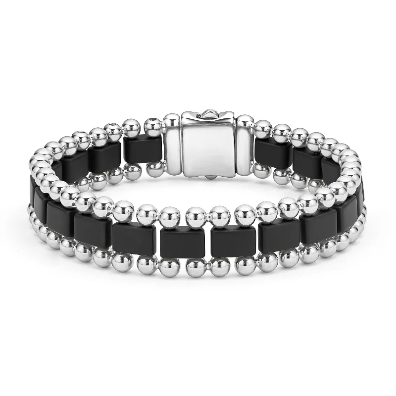 ladies diamond bracelets-Anthem Matte Black Ceramic Link Bracelet