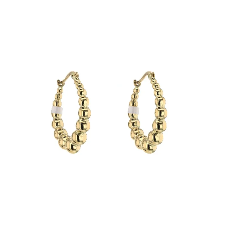 ladies long drop earrings-Bead Hoop Earrings